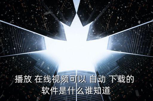 播放 在線視頻可以 自動 下載的 軟件是什么誰知道