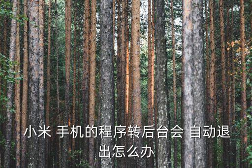  小米 手機的程序轉(zhuǎn)后臺會 自動退出怎么辦