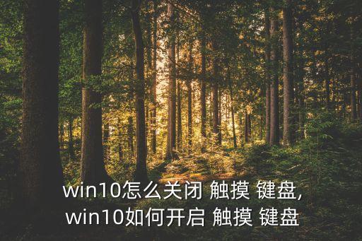  win10怎么關閉 觸摸 鍵盤, win10如何開啟 觸摸 鍵盤
