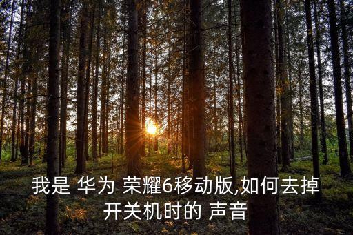 我是 華為 榮耀6移動版,如何去掉開關機時的 聲音