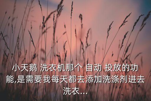 小天鵝 洗衣機那個 自動 投放的功能,是需要我每天都去添加洗滌劑進去洗衣...