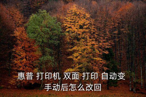 惠普 打印機(jī) 雙面 打印 自動(dòng)變 手動(dòng)后怎么改回