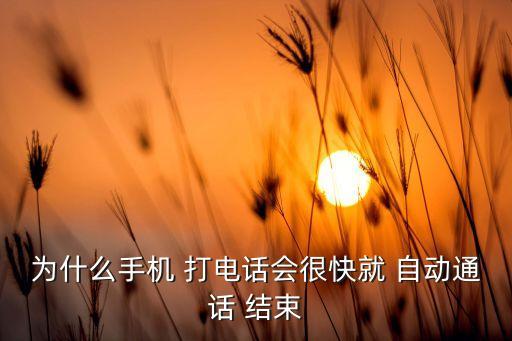 為什么手機(jī) 打電話會(huì)很快就 自動(dòng)通話 結(jié)束