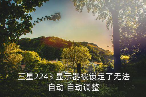  三星2243 顯示器被鎖定了無法 自動 自動調(diào)整