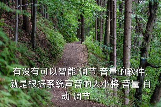 有沒(méi)有可以智能 調(diào)節(jié) 音量的軟件,就是根據(jù)系統(tǒng)聲音的大小將 音量 自動(dòng) 調(diào)節(jié)...