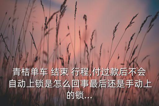 青桔單車 結(jié)束 行程,付過款后不會(huì) 自動(dòng)上鎖是怎么回事最后還是手動(dòng)上的鎖...