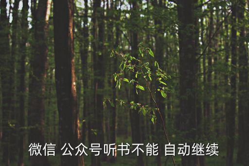 微信 公眾號(hào)聽書不能 自動(dòng)繼續(xù)