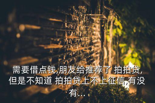 需要借點(diǎn)錢,朋友給推薦了 拍拍貸,但是不知道 拍拍貸上不上征信,有沒(méi)有...