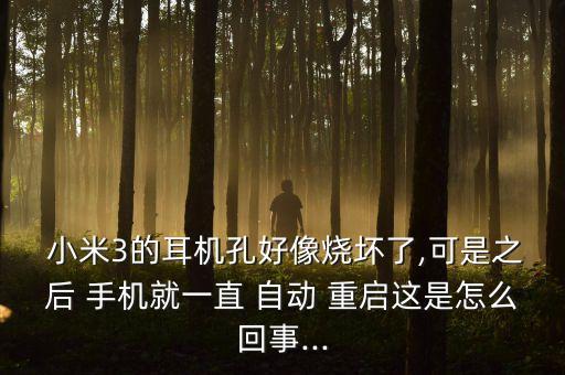  小米3的耳機(jī)孔好像燒壞了,可是之后 手機(jī)就一直 自動(dòng) 重啟這是怎么回事...
