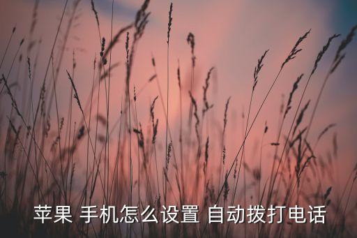  蘋果 手機(jī)怎么設(shè)置 自動(dòng)撥打電話