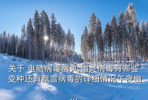 關于 電腦病毒幽靈,幽靈病毒有哪些 變種還有飄雪病毒的詳細情況午夜幽...