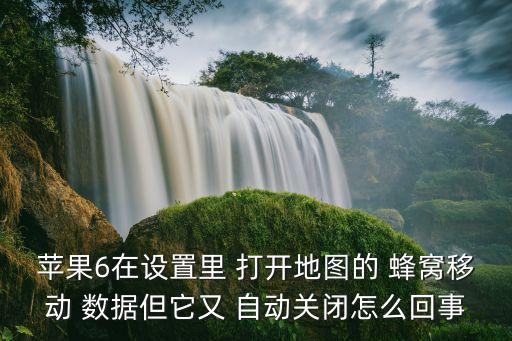 蘋果6在設(shè)置里 打開地圖的 蜂窩移動 數(shù)據(jù)但它又 自動關(guān)閉怎么回事
