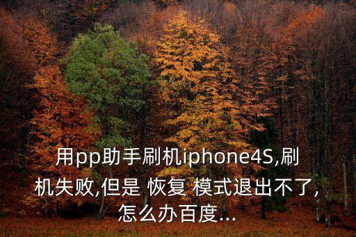 用pp助手刷機(jī)iphone4S,刷機(jī)失敗,但是 恢復(fù) 模式退出不了,怎么辦百度...