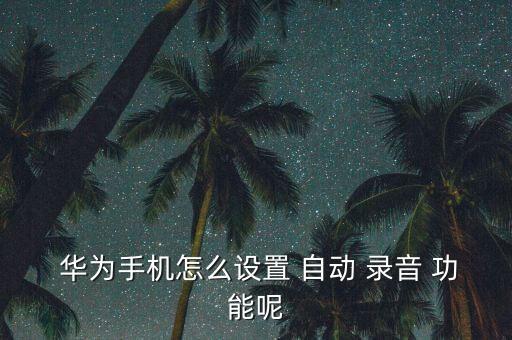  華為手機(jī)怎么設(shè)置 自動(dòng) 錄音 功能呢