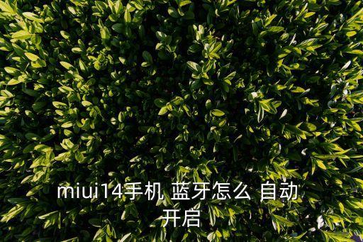 miui14手機 藍牙怎么 自動 開啟