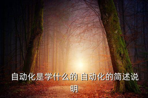  自動化是學(xué)什么的 自動化的簡述說明