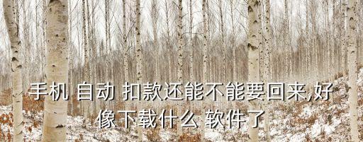 手機 自動 扣款還能不能要回來,好像下載什么 軟件了