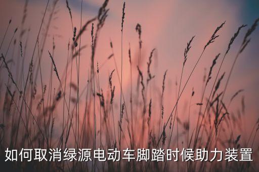 如何取消綠源電動車腳踏時候助力裝置