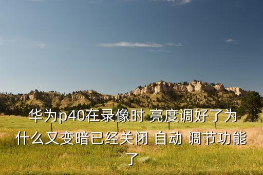  華為p40在錄像時(shí) 亮度調(diào)好了為什么又變暗已經(jīng)關(guān)閉 自動(dòng) 調(diào)節(jié)功能了