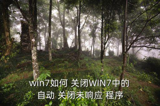  win7如何 關(guān)閉WIN7中的 自動(dòng) 關(guān)閉未響應(yīng) 程序