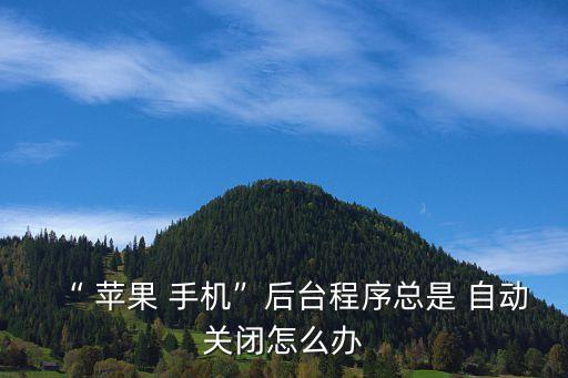 “ 蘋果 手機(jī)”后臺(tái)程序總是 自動(dòng)關(guān)閉怎么辦