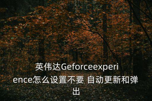  英偉達Geforceexperience怎么設(shè)置不要 自動更新和彈出