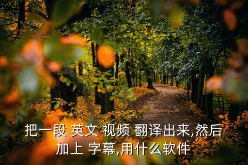 把一段 英文 視頻 翻譯出來(lái),然后加上 字幕,用什么軟件