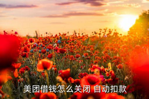  美團借錢怎么關(guān)閉 自動扣款