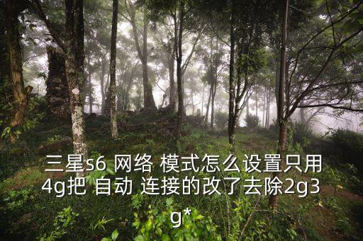  三星s6 網(wǎng)絡(luò) 模式怎么設(shè)置只用4g把 自動(dòng) 連接的改了去除2g3g*