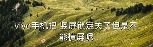 vivo手機把 豎屏鎖定關了但是不能橫屏呢