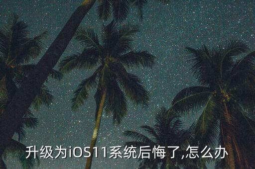 升級(jí)為iOS11系統(tǒng)后悔了,怎么辦