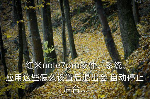  紅米note7pro軟件、系統(tǒng)、應(yīng)用這些怎么設(shè)置后退出會(huì) 自動(dòng)停止 后臺(tái)...