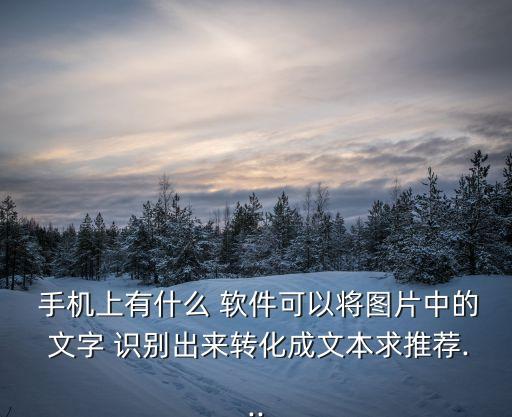  手機上有什么 軟件可以將圖片中的 文字 識別出來轉(zhuǎn)化成文本求推薦...