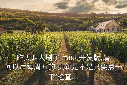 昨天叫人刷了 miui 開發(fā)版,請(qǐng)問以后每周五的 更新是不是只要點(diǎn)一下‘檢查...