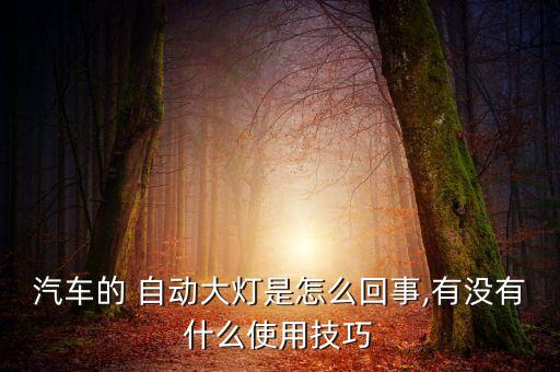 汽車的 自動大燈是怎么回事,有沒有什么使用技巧