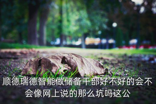 順德瑞德智能做儲(chǔ)備干部好不好的會(huì)不會(huì)像網(wǎng)上說的那么坑嗎這公