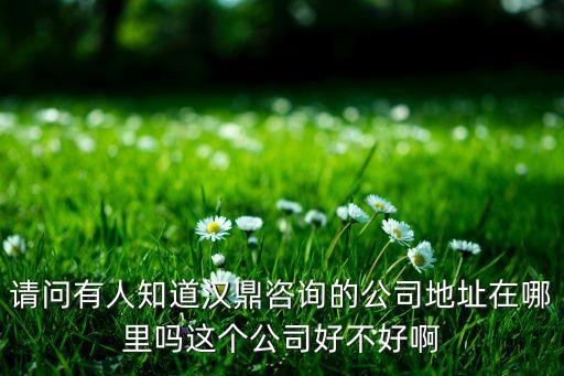請問有人知道漢鼎咨詢的公司地址在哪里嗎這個公司好不好啊