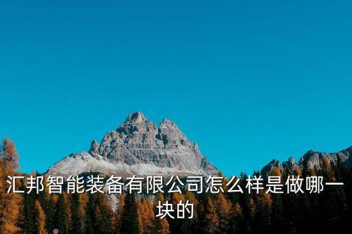 匯邦智能裝備有限公司怎么樣是做哪一塊的