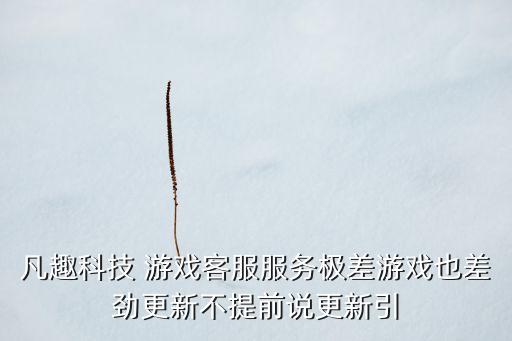凡趣科技 游戲客服服務(wù)極差游戲也差勁更新不提前說更新引