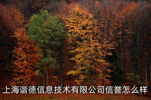 上海諧德信息技術有限公司信譽怎么樣