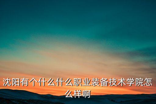 沈陽有個什么什么職業(yè)裝備技術(shù)學(xué)院怎么樣啊
