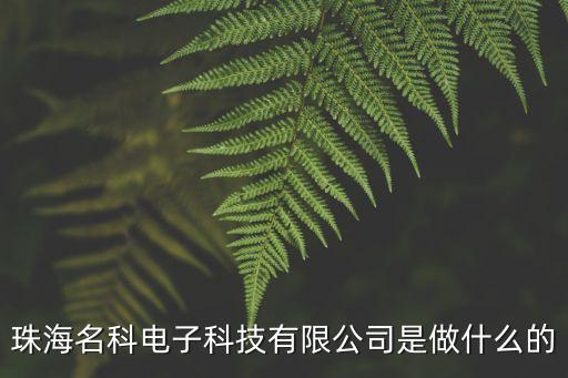 珠海名科電子科技有限公司是做什么的