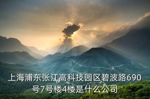上海浦東張江高科技園區(qū)碧波路690號(hào)7號(hào)樓4樓是什么公司