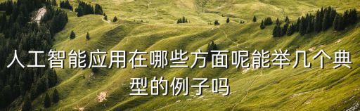 人工智能應(yīng)用在哪些方面呢能舉幾個典型的例子嗎