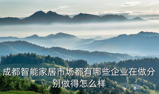 成都智能家居市場都有哪些企業(yè)在做分別做得怎么樣