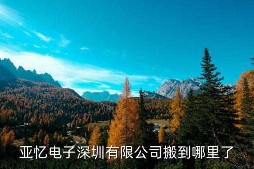 亞憶電子深圳有限公司搬到哪里了