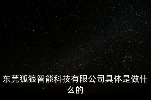 東莞狐狼智能科技有限公司具體是做什么的