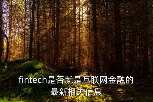 fintech是否就是互聯(lián)網(wǎng)金融的最新相關(guān)信息
