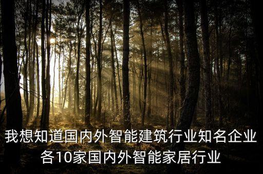 我想知道國內外智能建筑行業(yè)知名企業(yè)各10家國內外智能家居行業(yè)
