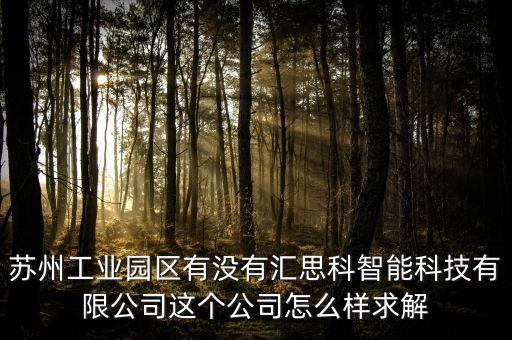 蘇州工業(yè)園區(qū)有沒有匯思科智能科技有限公司這個公司怎么樣求解